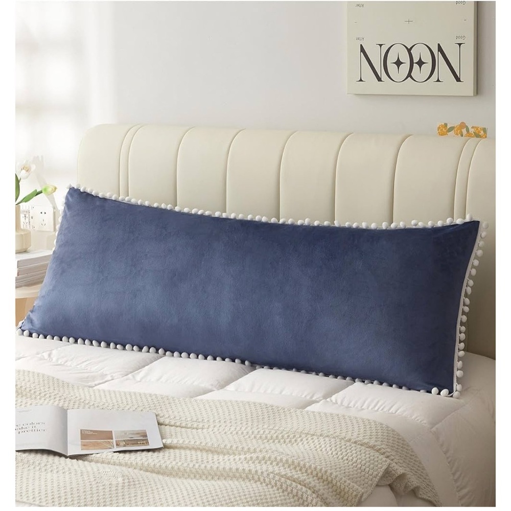 NEW body pillow COVER not stuffed velvet blue - Picture 1 of 4